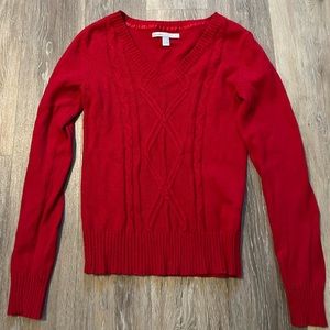 Old Navy Red Long Sleeve V-Neck Sweater